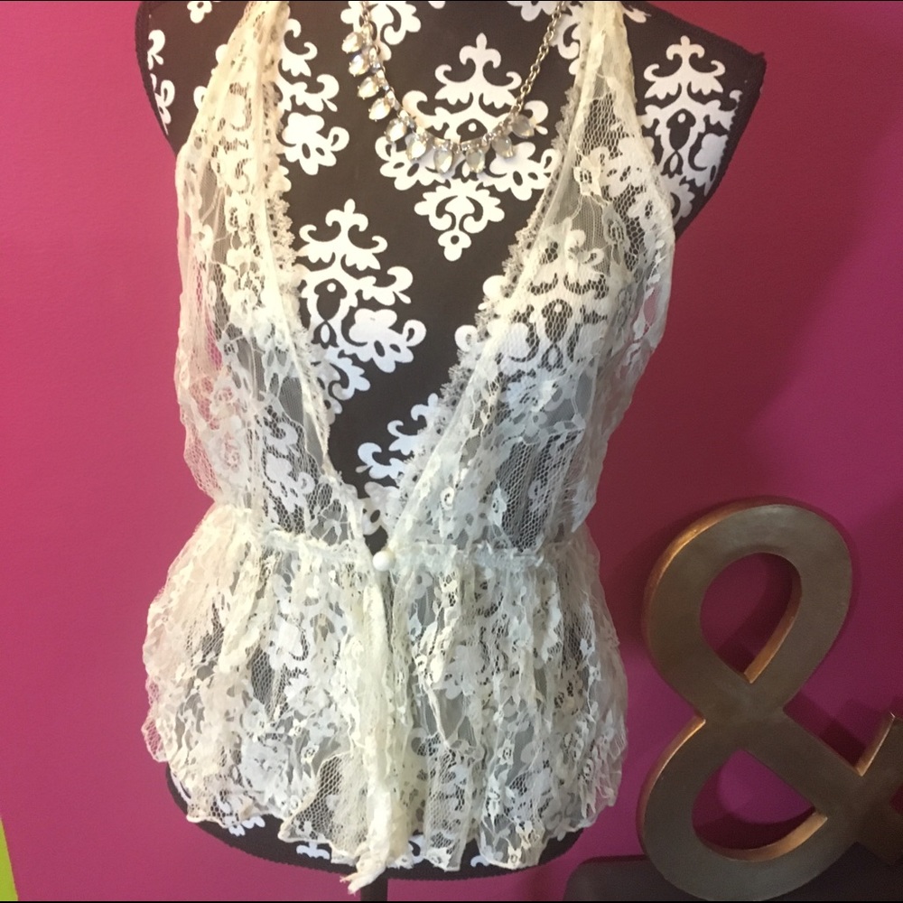 Reposting! - F21 Rose lace vest L